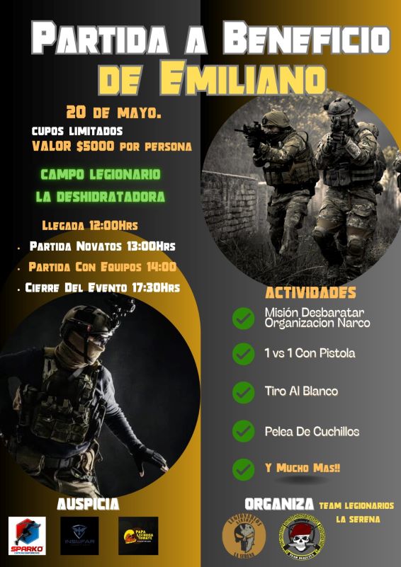 Legionarios La Serena invita a evento a beneficio de Emiliano