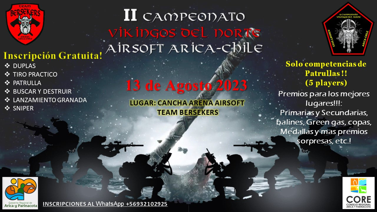 Team Bersekers Arica extiende invitación a campeonato patrullas a comunidad airsofter ariqueña