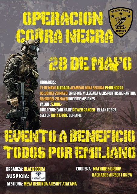Mesa redonda Airsoft Atacama invita a evento Todos por Emiliano