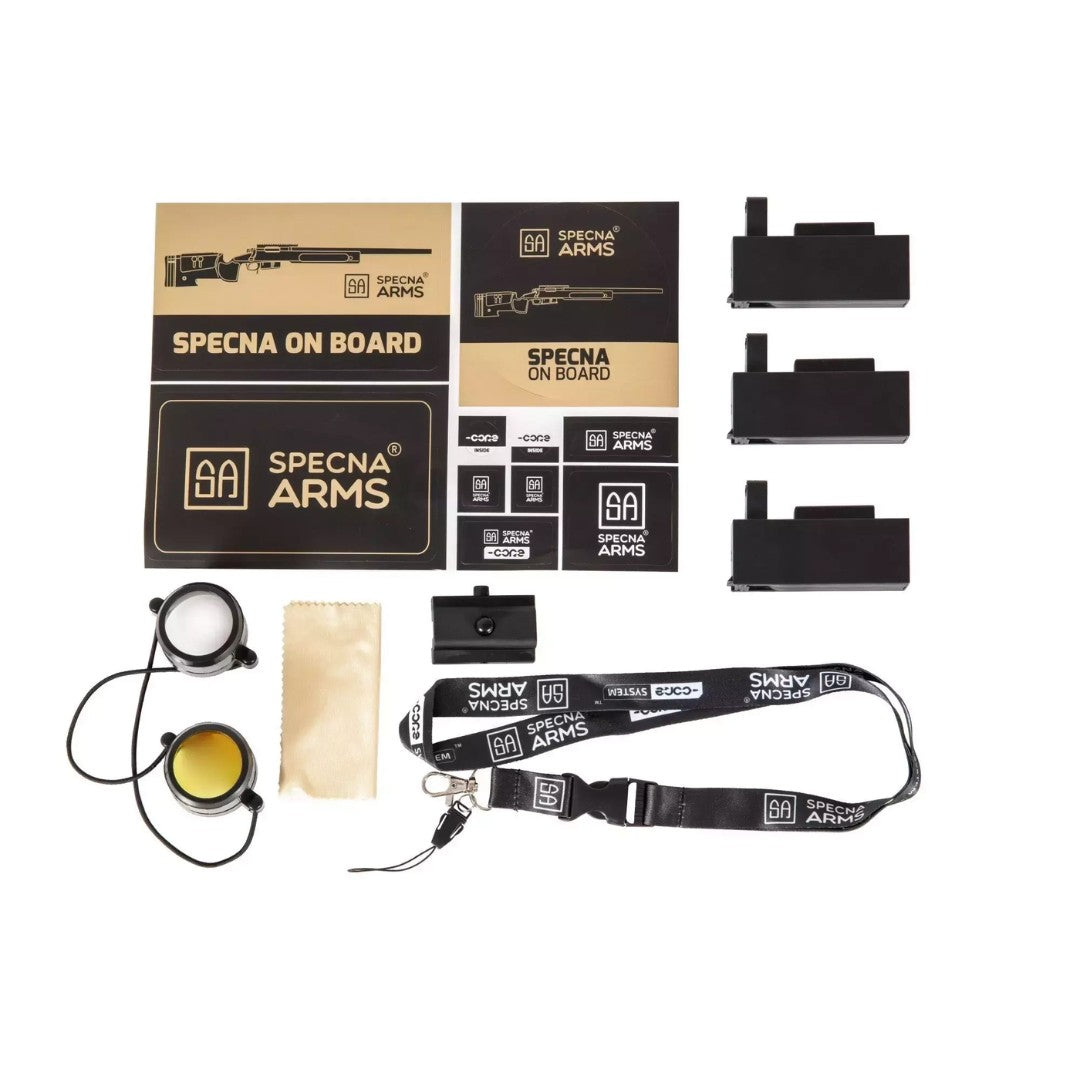 Replica sniper Specna Arms SA-S03 CORE™ High Velocity tan (versión: con mira y bipode)