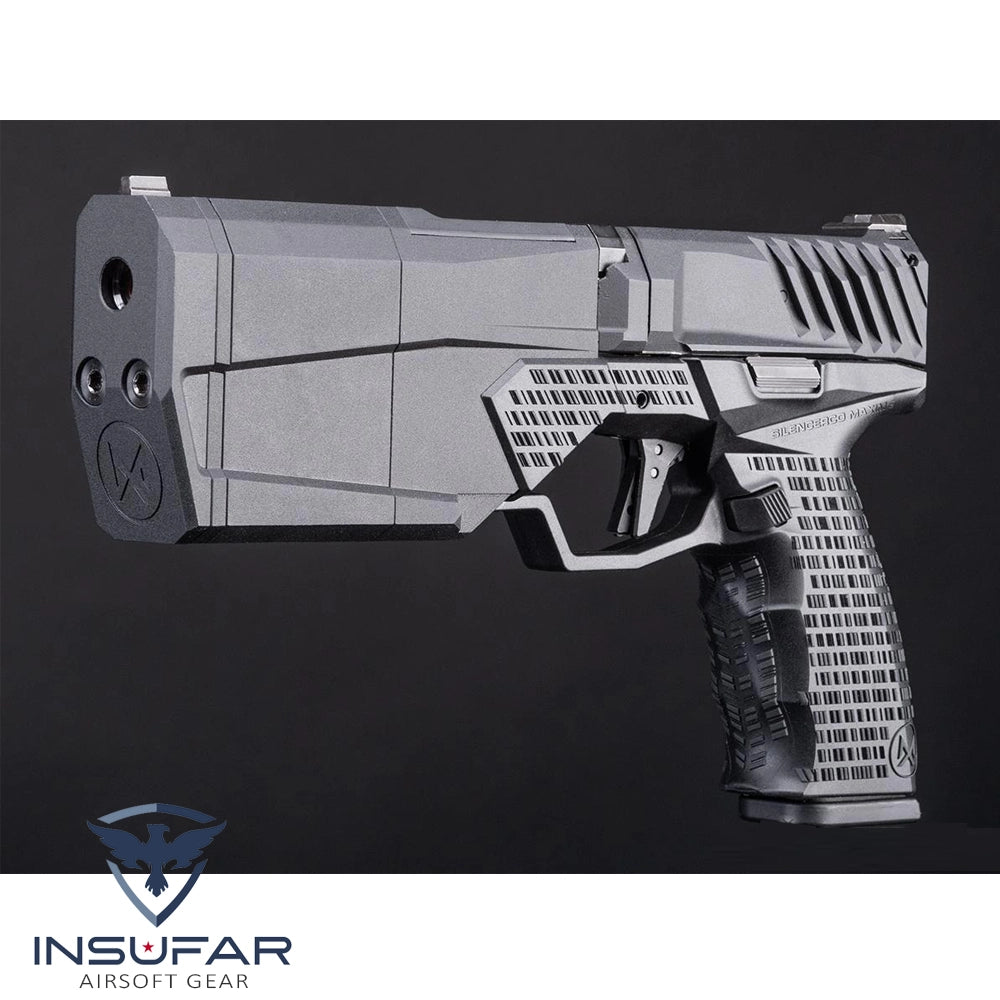 Replica pistola Krytac licenciada SilencerCo Maxim 9 GBB negra green gas