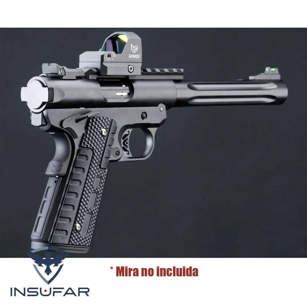 Pistola WE-Tech Galaxy 1911 Gas Blowback Airsoft (Color: Corredera Negra / Armazón Negro / Cañón Largo Premium)