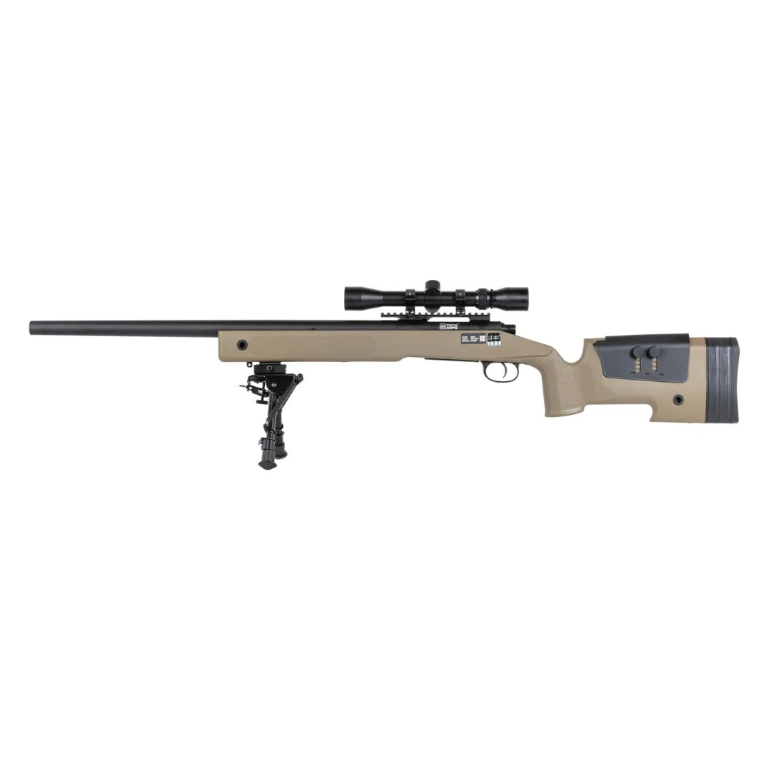 Replica sniper Specna Arms SA-S02 CORE™ High Velocity tan (versión: con mira y bipode)