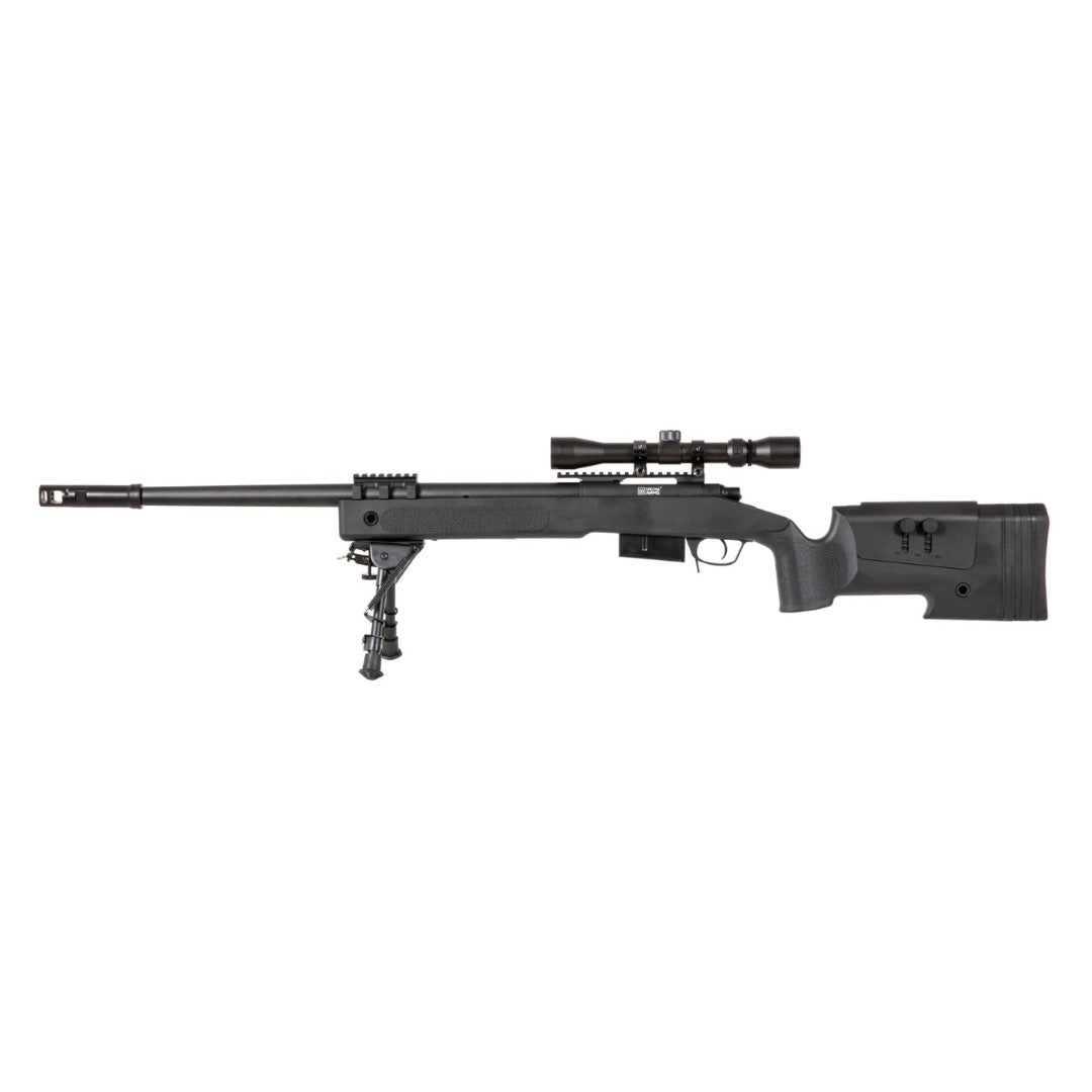 Replica sniper Specna Arms SA-S03 CORE™ High Velocity negra (versión: con mira y bipode)