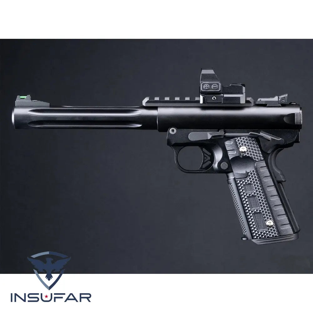 Pistola WE-Tech Galaxy 1911 Gas Blowback Airsoft (Color: Corredera Negra / Armazón Negro / Cañón Largo Premium)