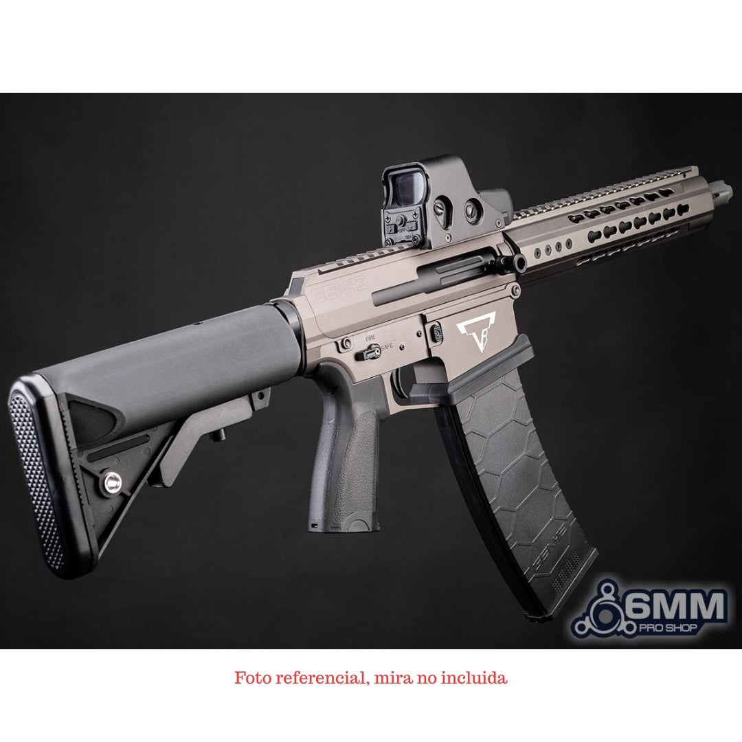 Replica 6mmProShop Taran Tactical Innovations licenciada "Dracarys" Gen12 AEG gris c/mosfet