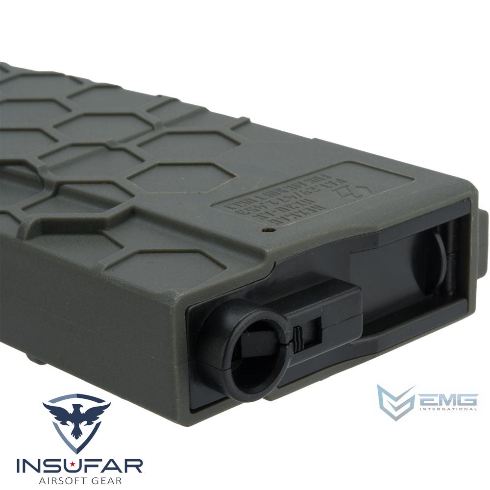 Magazine verde EMG Helios Hexmag Airsoft Polimero 300rd cuerda M4 / M16 AEG