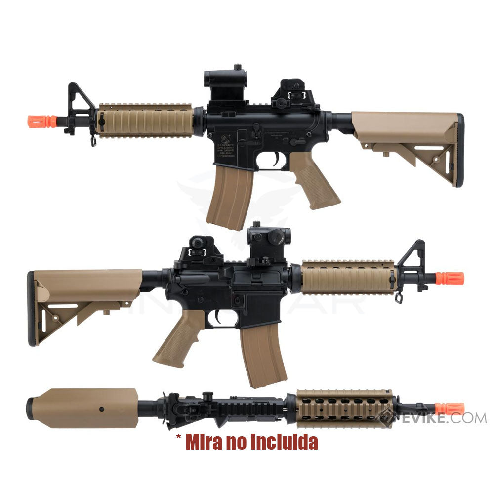 Replica licenciada Colt M4 tan CQB-R SOPMOD AEG con gearbox metálico