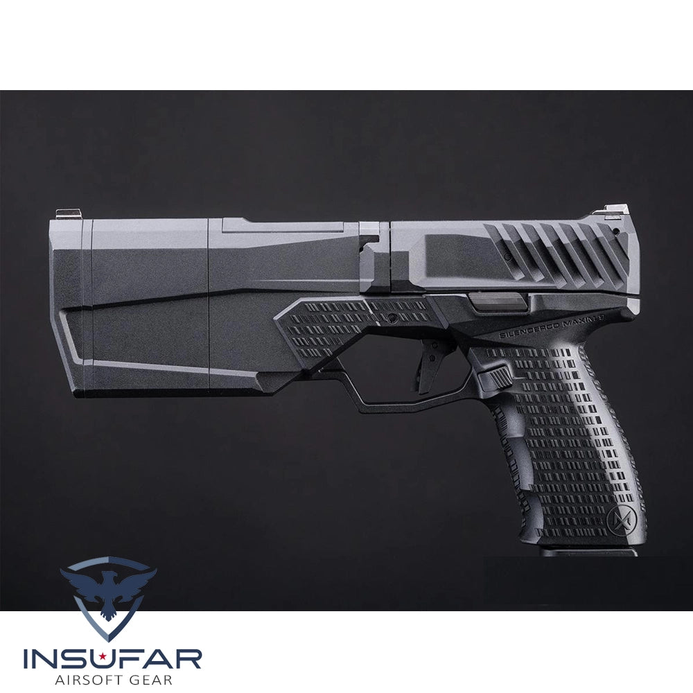 Replica pistola Krytac licenciada SilencerCo Maxim 9 GBB negra green gas