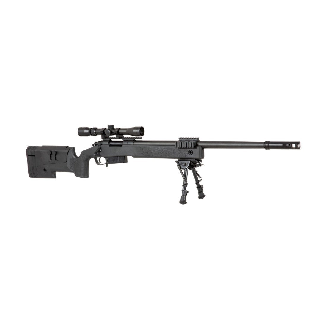 Replica sniper Specna Arms SA-S03 CORE™ High Velocity negra (versión: con mira y bipode)