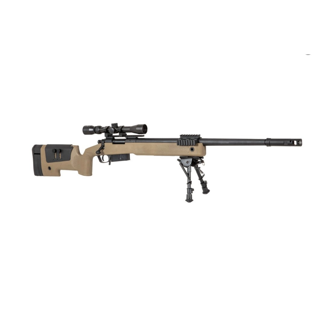 Replica sniper Specna Arms SA-S03 CORE™ High Velocity tan (versión: con mira y bipode)