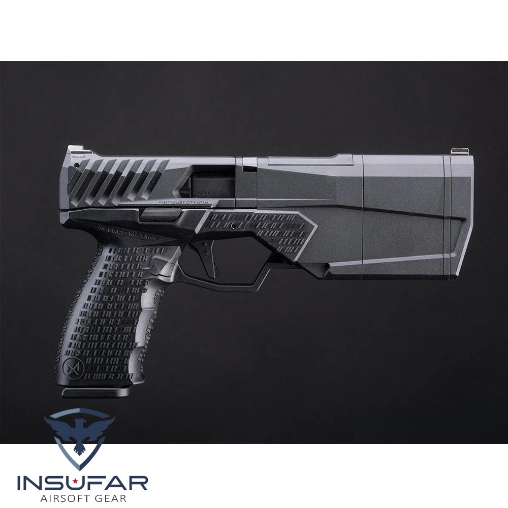 Replica pistola Krytac licenciada SilencerCo Maxim 9 GBB negra green gas