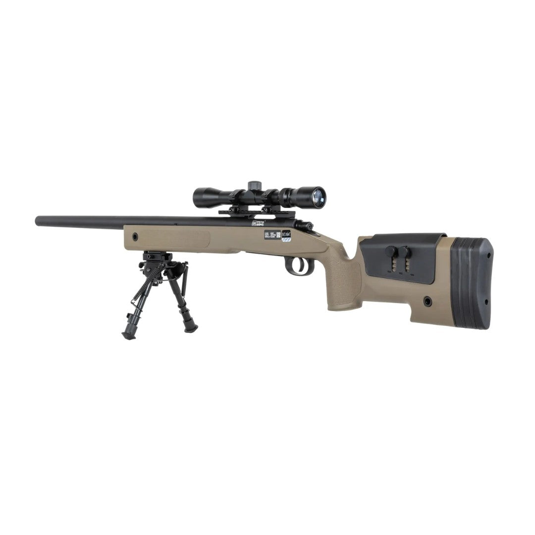 Replica sniper Specna Arms SA-S02 CORE™ High Velocity tan (versión: con mira y bipode)