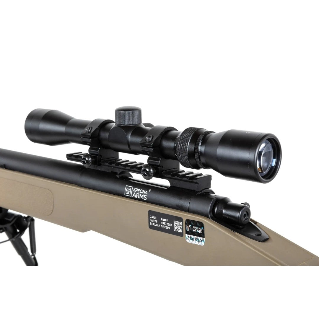 Replica sniper Specna Arms SA-S02 CORE™ High Velocity tan (versión: con mira y bipode)