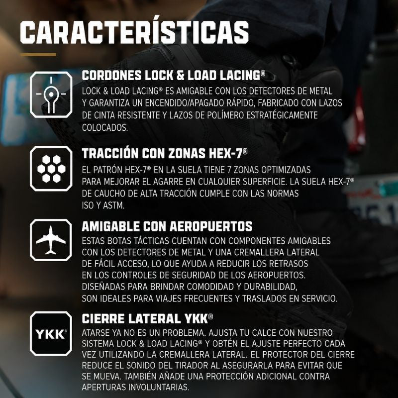 Botas Condor outdoor Brigade 8" negra con cierre Talla 9