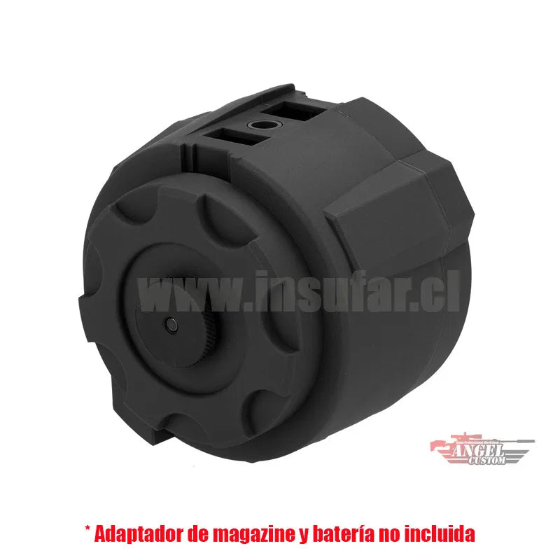 Drum magazine Angel Custom Eléctrico 1500 Round Thunderstorm negro (solo cuerpo)