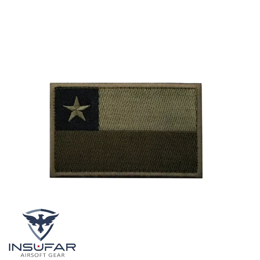 Bandera Chile bordada tonos ocres