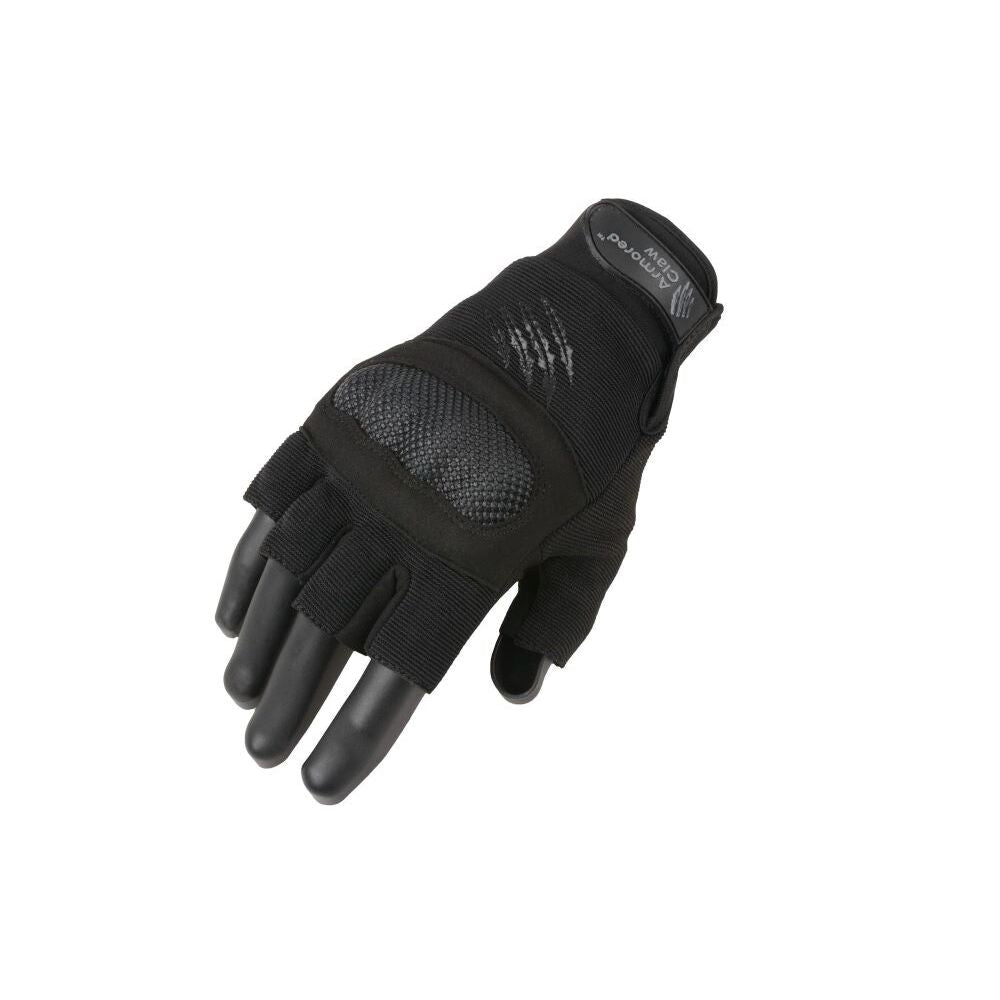 Guantes Tácticos Armored Claw ShieldForce Negro - Medio dedo Talla S