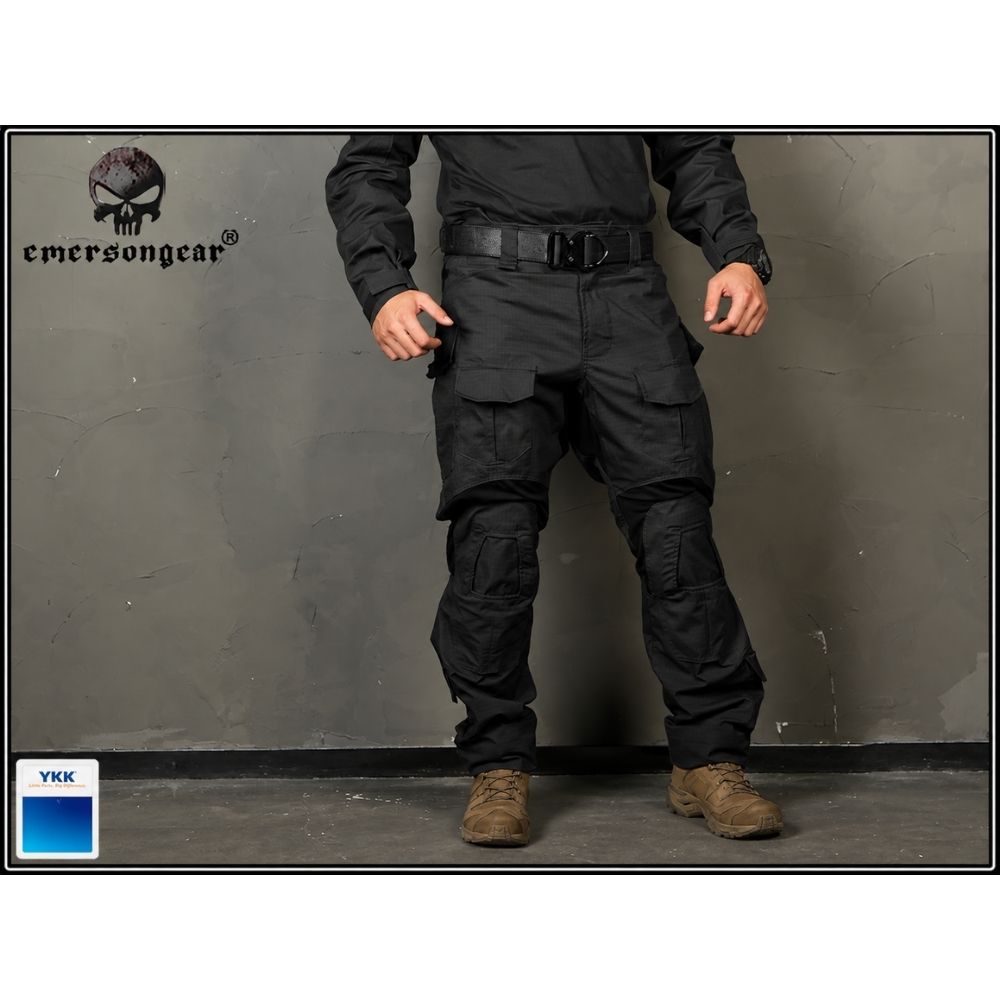 Pantalón Táctico EmersonGear G3 Negro con Rodilleras (34W)