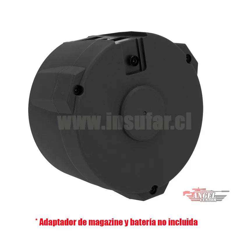 Drum magazine Angel Custom Eléctrico 1500 Round Thunderstorm negro (solo cuerpo)