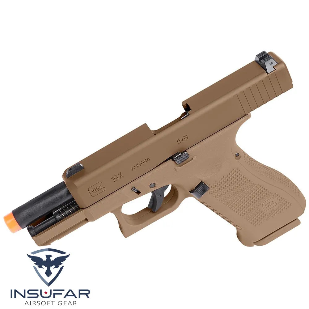 Replica Umarex licenciada GLOCK 19X GBB desierto (Punta Naranja)