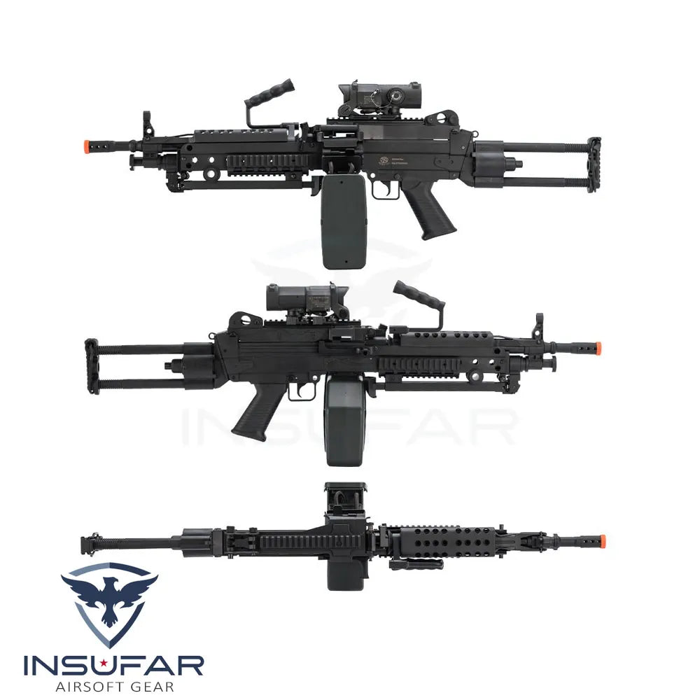 Replica M249 Cybergun Licenciada FN MINIMI "Featherweight" 400 FPS con magazine Box 2500rds