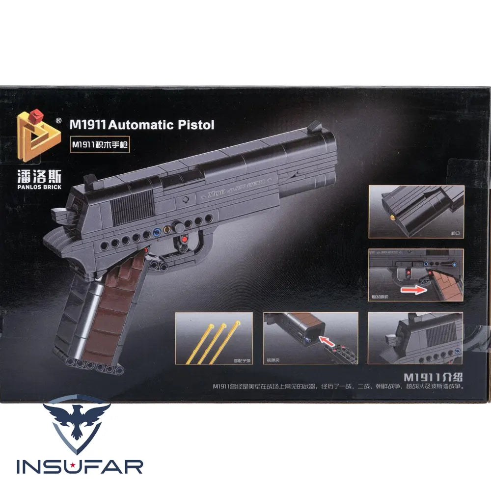 Panlos Brick M1911 – Set de Pistola Armable con Bloques (333 Piezas)