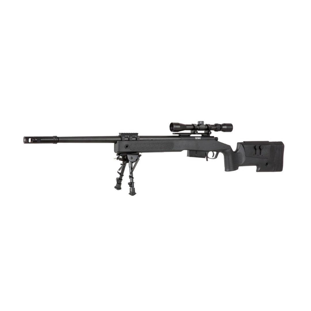 Replica sniper Specna Arms SA-S03 CORE™ High Velocity negra (versión: con mira y bipode)
