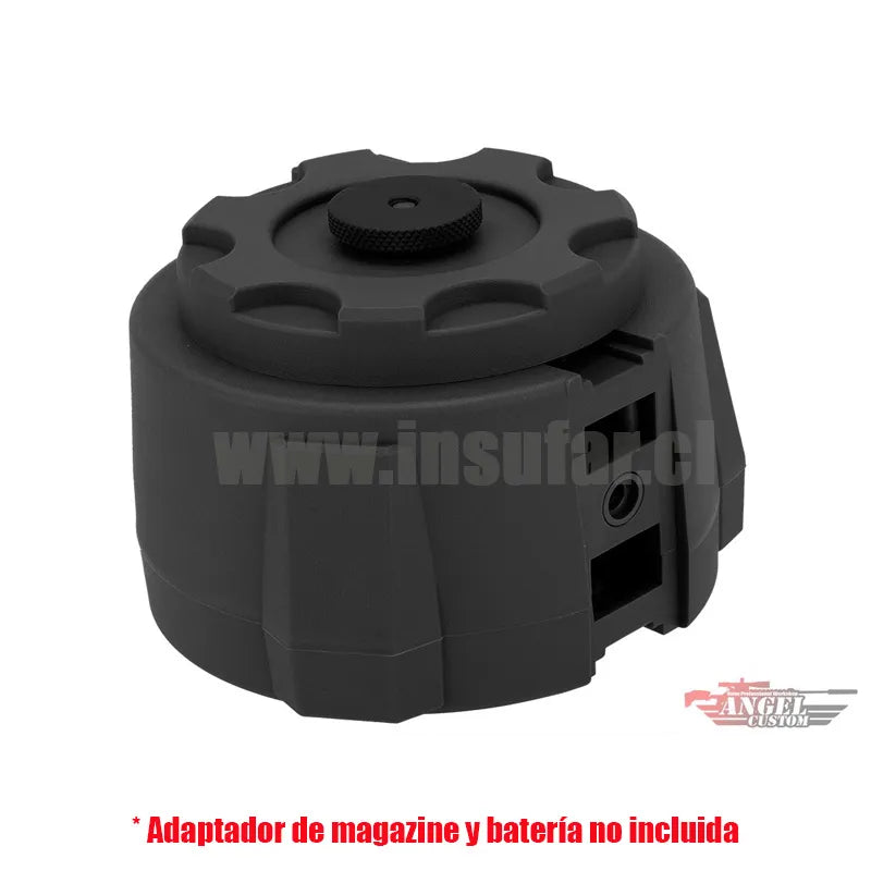 Drum magazine Angel Custom Eléctrico 1500 Round Thunderstorm negro (solo cuerpo)