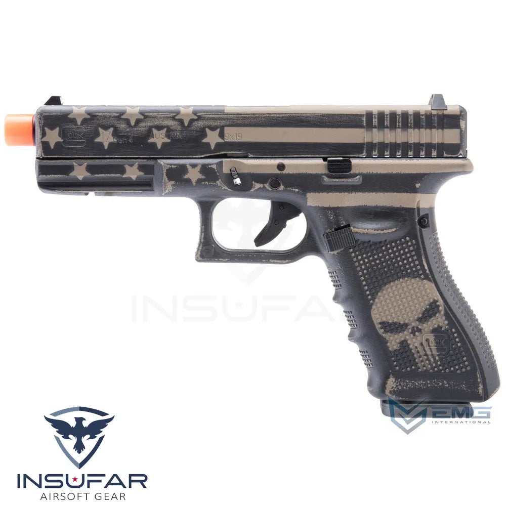 Replica pistola Glock 17 Gen.4 licenciada EMG / Elite Force Blowback  customizada Barras y estrellas