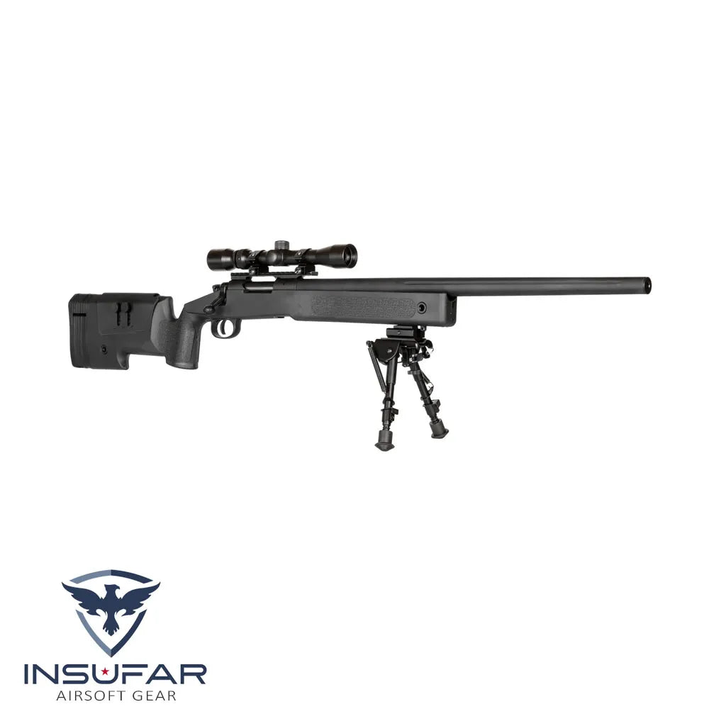 Réplica de Rifle Sniper SA-S02 CORE™ High Velocity - Negro (Versión con Mira y Bipode)