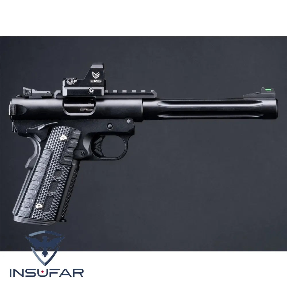 Pistola WE-Tech Galaxy 1911 Gas Blowback Airsoft (Color: Corredera Negra / Armazón Negro / Cañón Largo Premium)