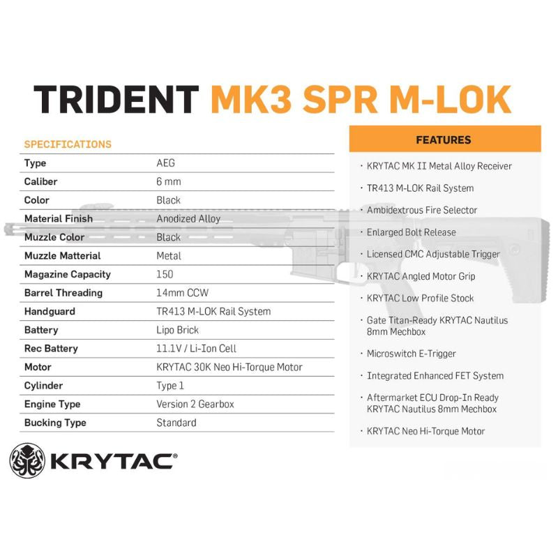 Replica Krytac Trident MK3 SPR-M AEG FDE