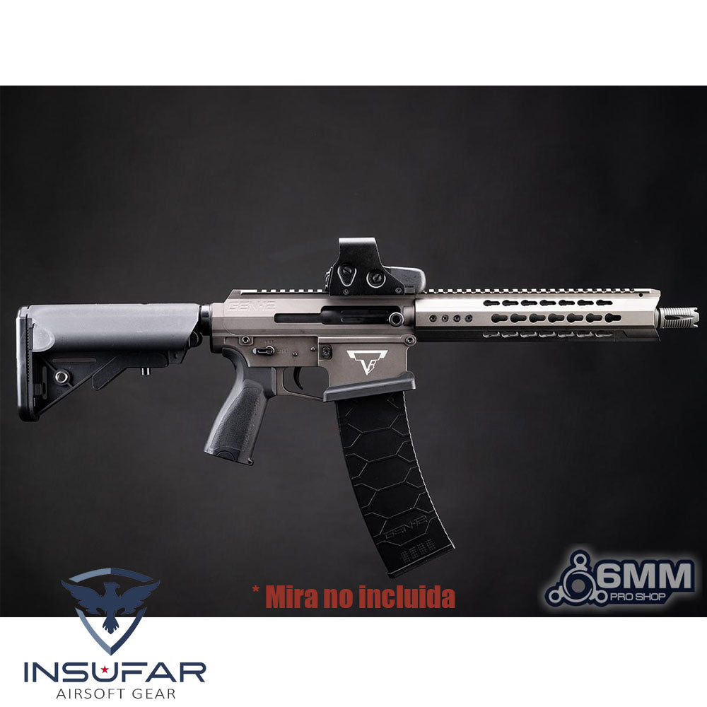 Replica 6mmProShop Licenciada Taran Tactical Innovations x Genesis Arms "Dracarys" Gen 12 AEG gris