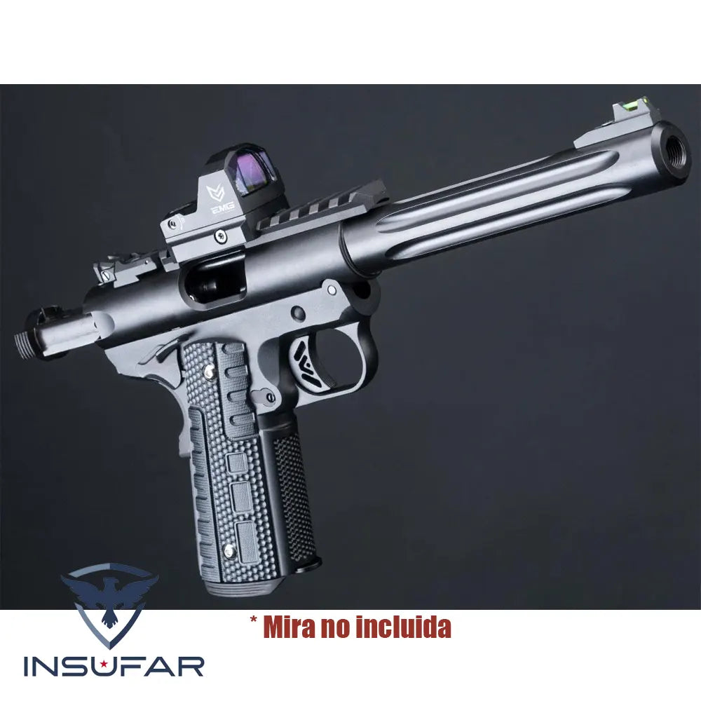 Pistola WE-Tech Galaxy 1911 Gas Blowback Airsoft (Color: Corredera Negra / Armazón Negro / Cañón Largo Premium)