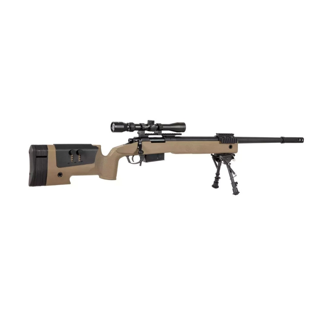 Replica sniper Specna Arms SA-S03 CORE™ High Velocity tan (versión: con mira y bipode)