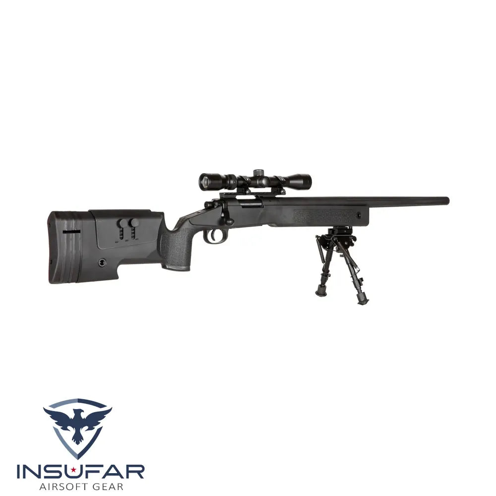 Réplica de Rifle Sniper SA-S02 CORE™ High Velocity - Negro (Versión con Mira y Bipode)