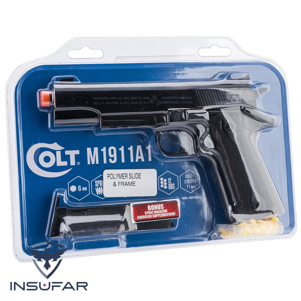 Replica pistola airsoft Cybergun Colt M1911A1 resorte c/mag extra