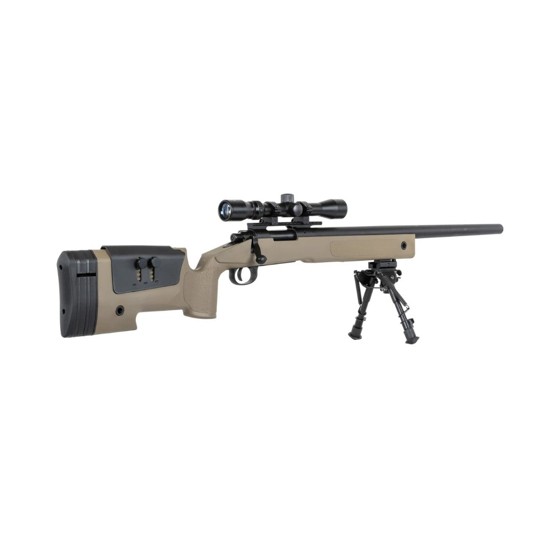 Replica sniper Specna Arms SA-S02 CORE™ High Velocity tan (versión: con mira y bipode)