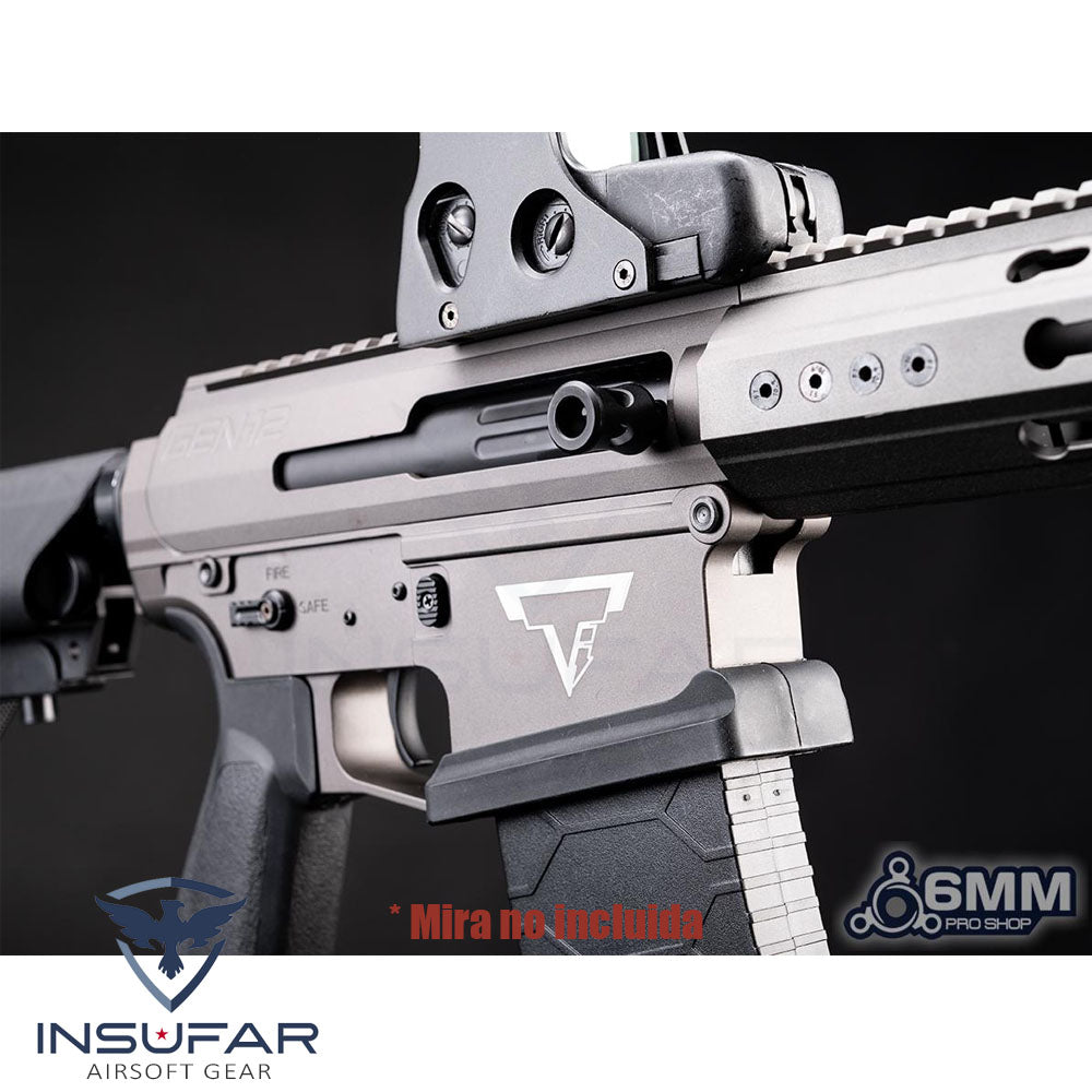 Replica 6mmProShop Licenciada Taran Tactical Innovations x Genesis Arms "Dracarys" Gen 12 AEG gris