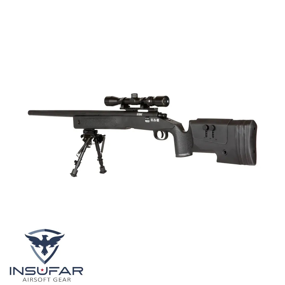 Réplica de Rifle Sniper SA-S02 CORE™ High Velocity - Negro (Versión con Mira y Bipode)