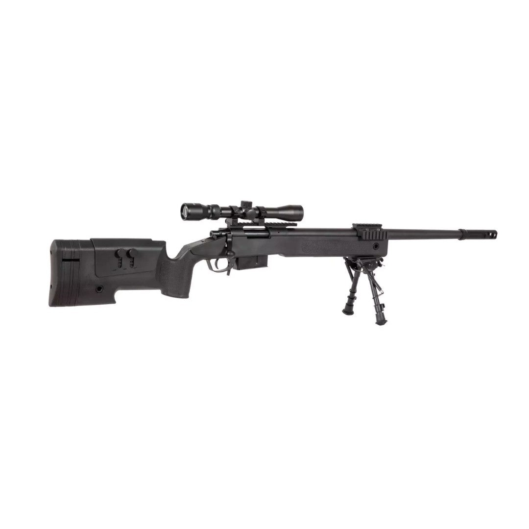 Replica sniper Specna Arms SA-S03 CORE™ High Velocity negra (versión: con mira y bipode)