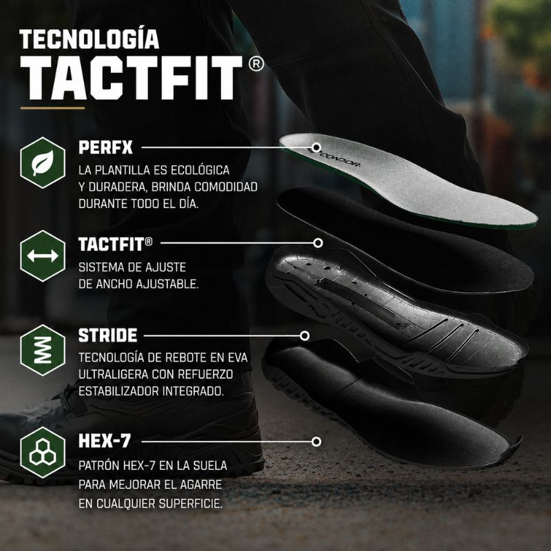 Botas Condor outdoor Brigade 8" negra con cierre Talla 10