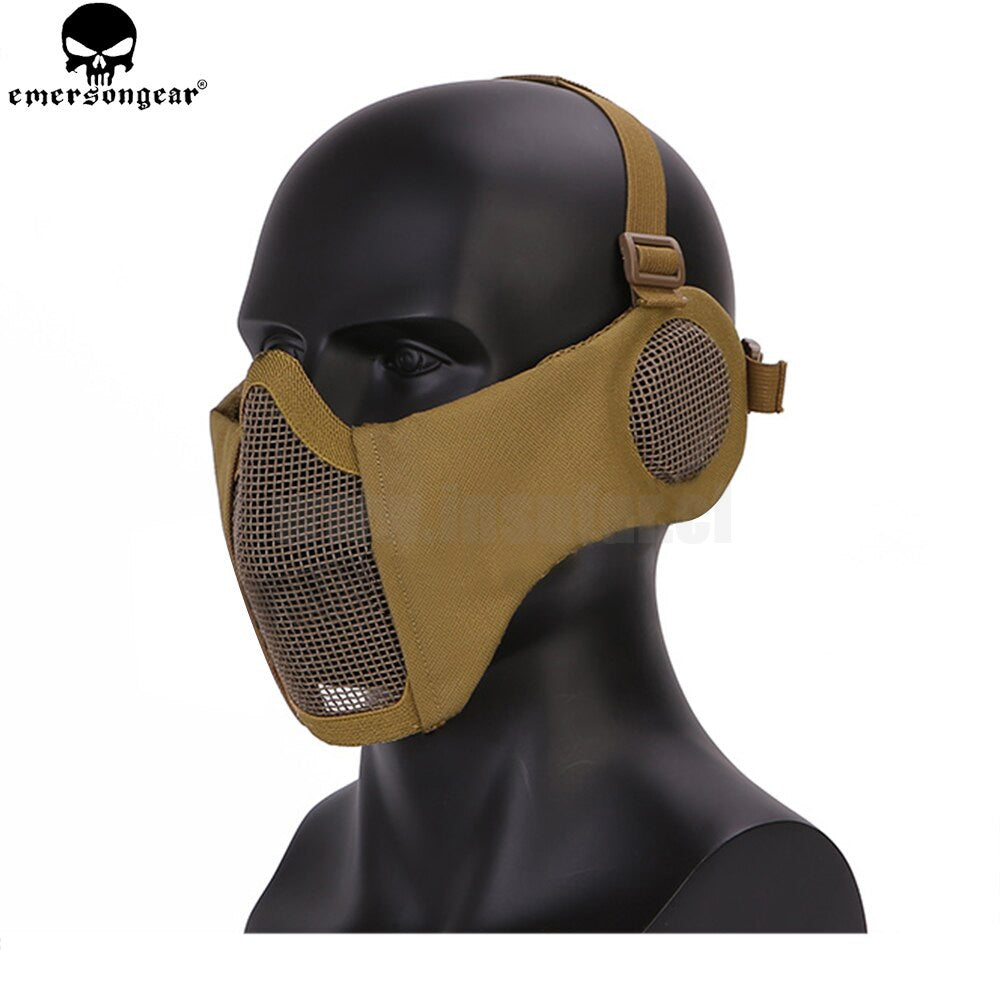 Mascara elite metálica-tela con cubre oreja negra